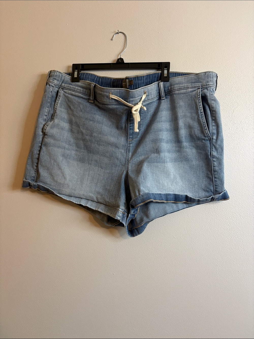 torrid Light Blue Denim Drawstring Shorts